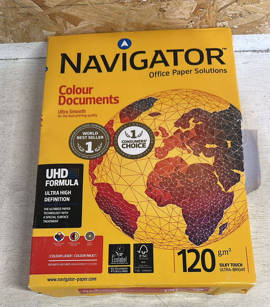 Navigator Colour Documents - A4  Multi-Purpose Printer Paper  Photocopier Paper - White - 120gsm - 250 Sheets