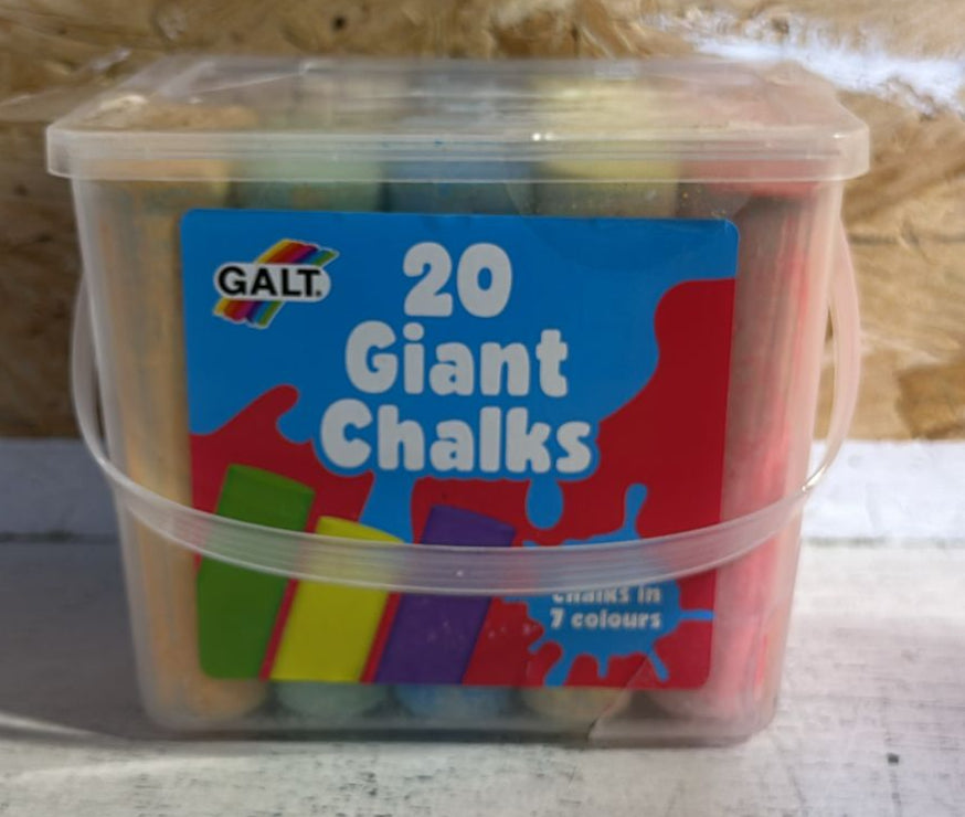 Galt 20 Giant Chalks - Extra Large Childrens Chunky Pavement Chalks - Bright Vibrant Colours - Washable, Easy Clean Outdoor Kids Garden Toys - Portable Carry Case with Handle - Ages 3 Years Plus