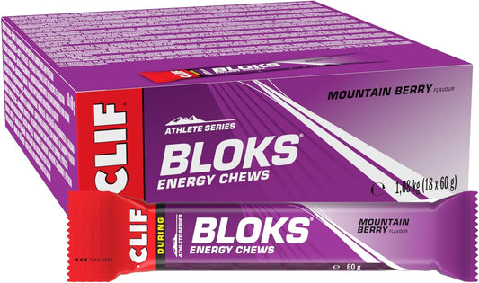 CLIF Bar BLOKS Energy Chews  Mountain Berry - Plant Based - 18 x 60 g