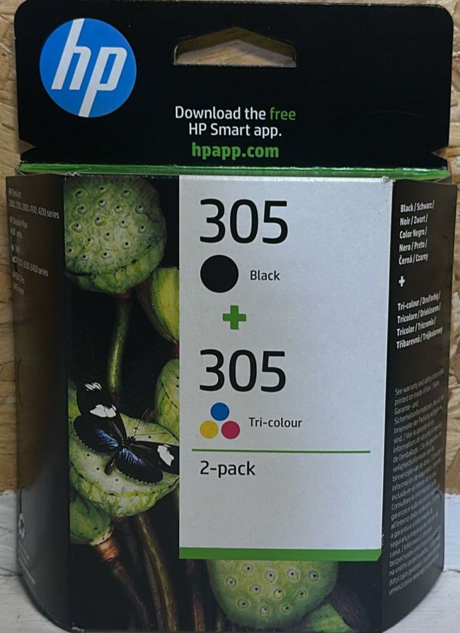 HP 305, Black/Tri-Colour Original Ink Cartridges, Pack of 2