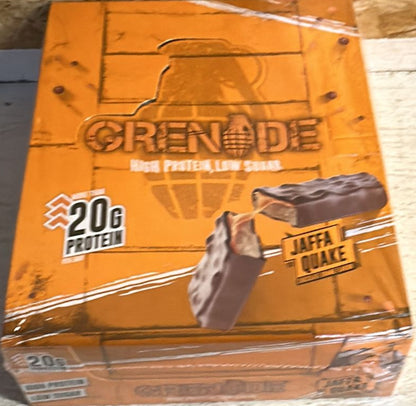 Grenade High Protein, Low Sugar Bar, Jaffa Quake, 12PACK