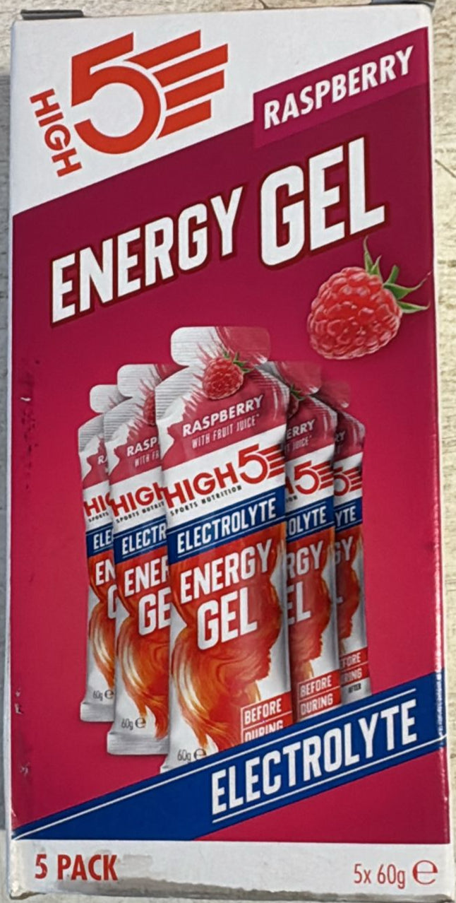 HIGH5 Energy Gels with Electrolytes, Raspberry, 5PACK