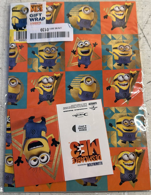 Minions Wrapping Paper Despicable Me Sheet Size 70cmx50cm