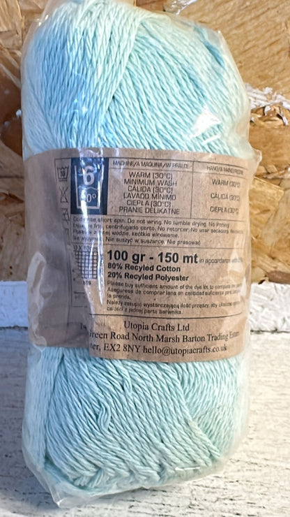 Utopia Crafts Re-Cotton Knitting Yarn, 100g (Aqua Blue)